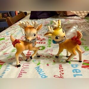 NWOT Set of 2 Hobby Lobby Retro Vintage-Style Reindeer Acrylic Ornaments 2023